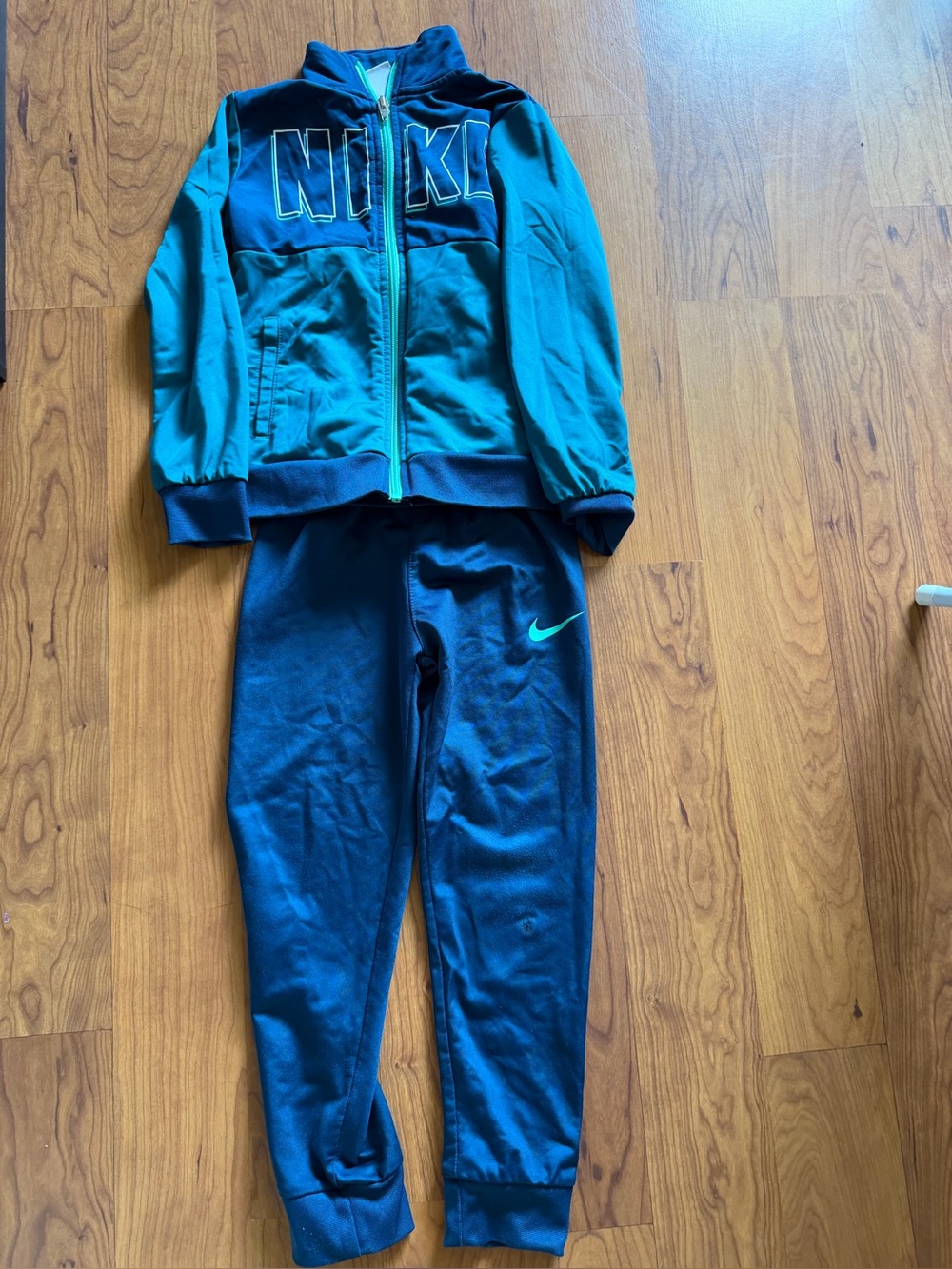 Nike Teal and Navy Kids Zip Hoodie & Joggers Set